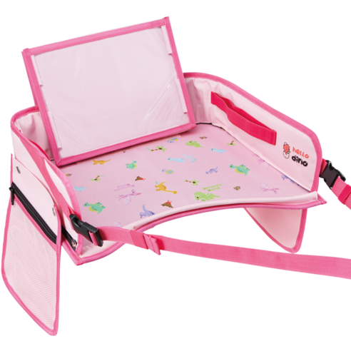 헬로디노 카시트 트레이 테이블 (키즈 유모차 트레이 차량용 다용도), 핑크, 1개
