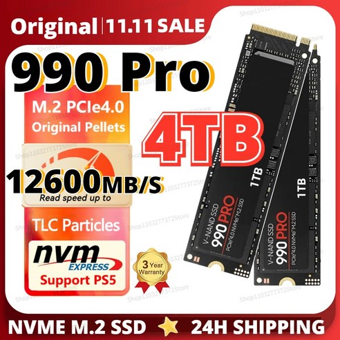 외장하드2TB 990 PRO SSD Nmve M2 512GB 1TB 솔리드 스테이트 드라이브 Nvme 2TB 4TB 하드 디스크 2280 PCIe 40 노트북 pcie PS5 용, 없음, 5.2tb