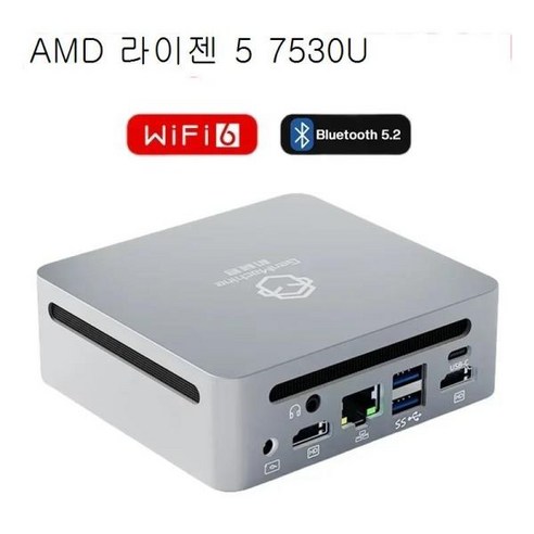 미니 PC AMD Ryzen 5 7530U CPU 2.0GHz 최대 4.5GHz 윈도우 11 DDR4 최대 64GB 3200 M.2 NVME SSD 22, 04 EU, 04 8GB 1TB NVME