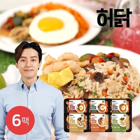 [KT알파쇼핑][허닭] 닭가슴살 볶음밥 도시락 250g 6종 6팩, 소/02.김치볶음밥 도시락 6팩