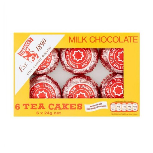 Tunnocks 터녹스 유럽 영국 티 케이크 밀크 초콜릿 6개입 144g 5팩, 5개