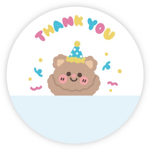 [주랑이네] 포실곰 땡큐 생일 스티커 포장 답례 스티커, 50장, 블루
