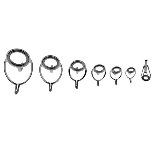 구멍이있는 7pcs 스피닝로드 가이드 팁 낚싯대 가이드 교체 팁 예비 부품 수리, 실버, {"사이즈":"설명"}, {"수건소재":"스테인리스, 세라믹"}