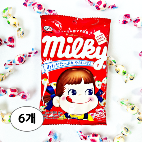 페코 후지야 밀키캔디 우유맛 츄잉캔디, 68.4g, 6개