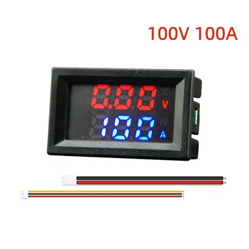 듀얼 디지털 전압 계량기 게이지 M430 DC 100V 10A 50A 100A 전압계 블루 레드 LED 앰프, [08] 100V 100A Red Blue