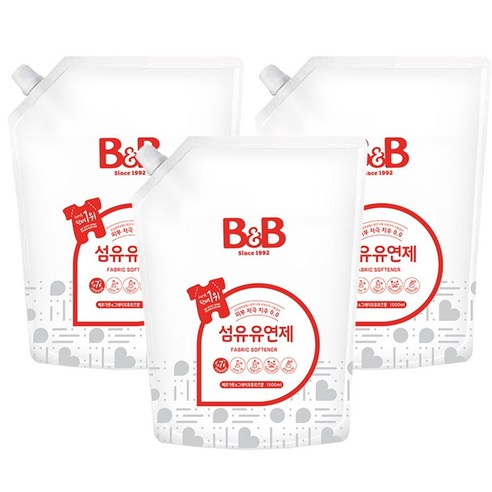 비앤비 섬유유연제 베르가못 앤 그레이프프루츠 리필형 1500ml 3개, 1500ml × 3개, 1.5L