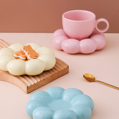 프렛 예쁜 플라워 커피 머그 컵 잔 세트