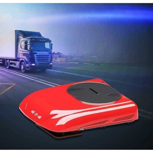  벽걸이형 냉풍기 냉난방 겸용 실외기 없는 냉온풍기, 03.냉각 및 가열 팬-원격 제어-리모컨 멀티형 캠핑카 에어컨 카라반 화물차 무시동 트럭 12V24V, 24V 경트럭 버전 레드