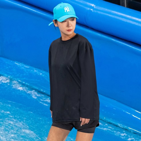 (6컬러) 여성 남성 커플 래쉬가드 루즈핏 긴팔 상의 남녀공용 오버핏 빅사이즈 수영복 (서핑T01), 남여공용L, 블랙
