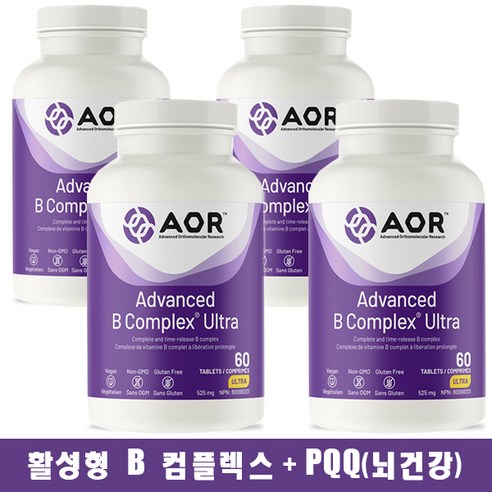 에이오알 B 컴플렉스 울트라 서방형 60정 고함량 활성비타민 B군 복합체 + PQQ, 2개