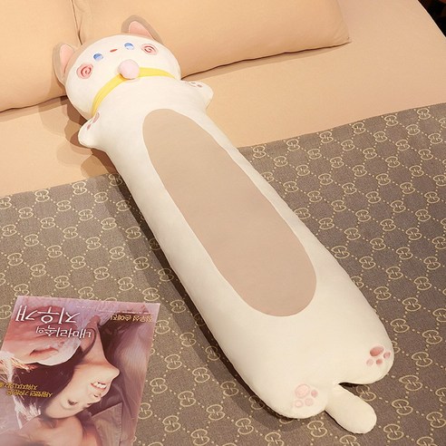 POMTOR 쿠션 고양이 롱쿠션 인형 바디필로우-T01, 카키-1