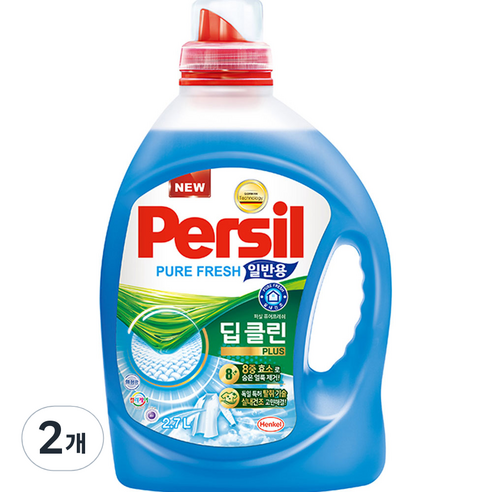 퍼실 딥클린 플러스 퓨어프레쉬 일반용 액상세제 본품, 2개, 2.7L