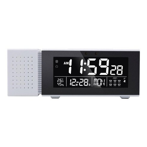 현대 알람 시계 라디오 FM 라디오 온도 디지털 디스플레이 LCD USB 충전 조광기 적외선 유도 야간 조명 홈 데스크탑, 하얀, 플라스틱