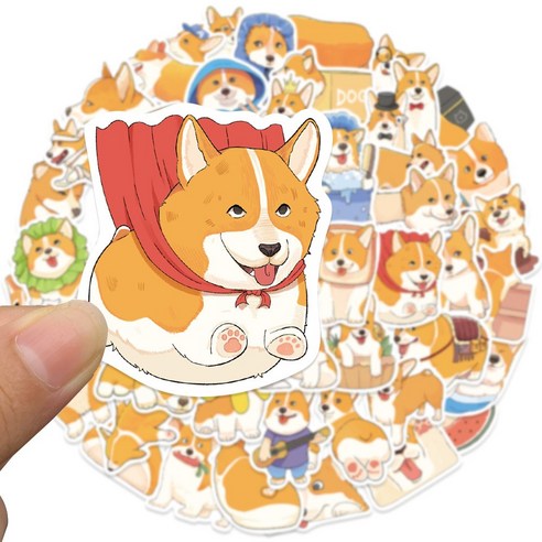 귀여운 고양이 스티커 감성 방수 리무버블 스티커 다꾸 노트북 핸드폰 캐리어 다이어리 꾸미기 스티커, 50매, 강아지