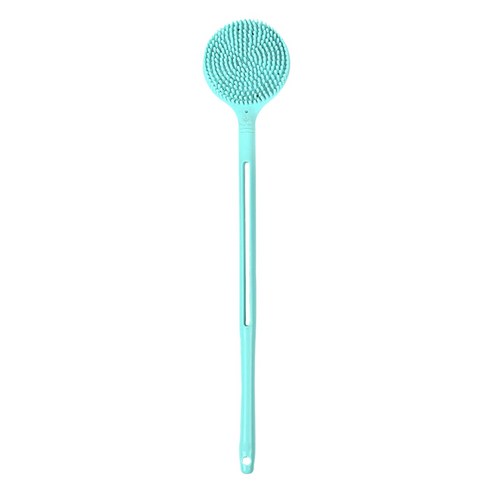 Deoxygene 양면 샤워 바디 브러쉬 실리콘 롱 핸들 욕실 워시 입욕 마사지 백 엑스 폴리 에이 팅, 1개