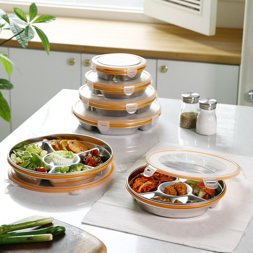 내구적이고 기능적인 스텐 나눔 밀폐 반찬통으로 식사 준비와 보관이 간편해집니다.