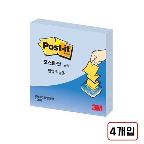 3M)포스트잇팝업리필(KR-330), 크림블루4개입/M320251