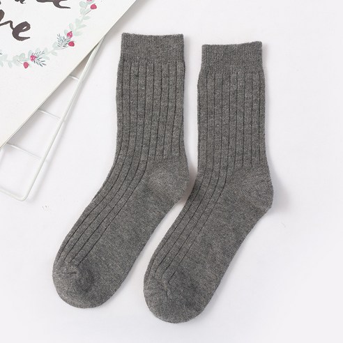 가을 겨울 양말 남녀 면 양모 겨울 여성 캐시미어 양말 세로 줄무늬 남녀 보온 중통 양모 양말