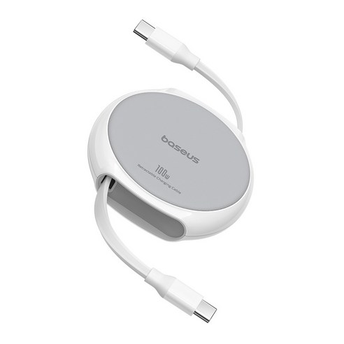 베이스어스 Pathfinder시리즈 릴케이블 초고속충전 Type-C to Type-C 100W, 2개, 화이트, 100cm