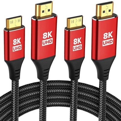 RUIZHI 10K 8K Mini HDMI to Cable 6FT 2 Pack 48Gbps Ultra High Speed 8K@60Hz 4K@120Hz 2.1 Cord for Ha, 6Feet