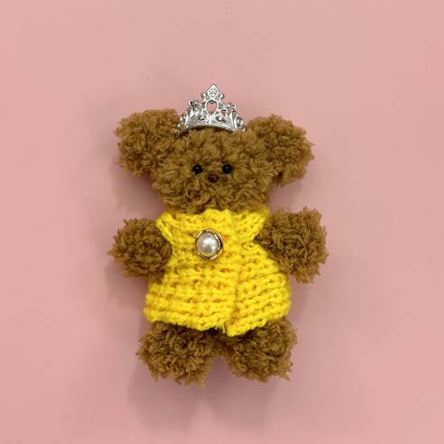 뜨개 니트 조끼 원피스 솜인형 10cm 15cm 인형옷 모루인형 모남희 옷 꾸미기, 노랑, 1개