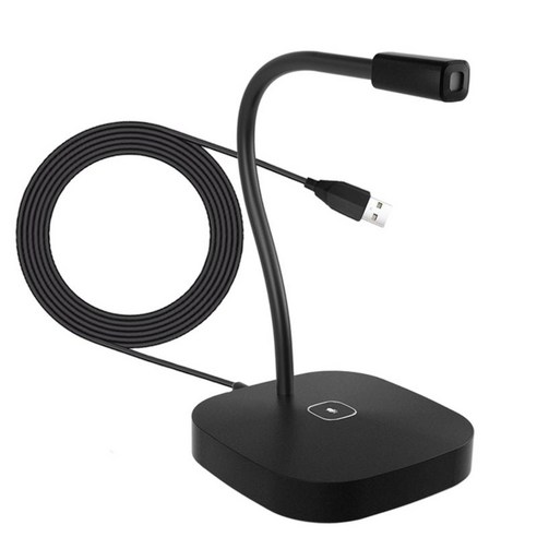 헤드폰 플러그 플레이 360° 구즈넥 무지향성 콘덴서 마이크가 있는 컴퓨터용 USB 마이크/Windows 노트북, 검정, 대략. 270x59x59mm, 금속