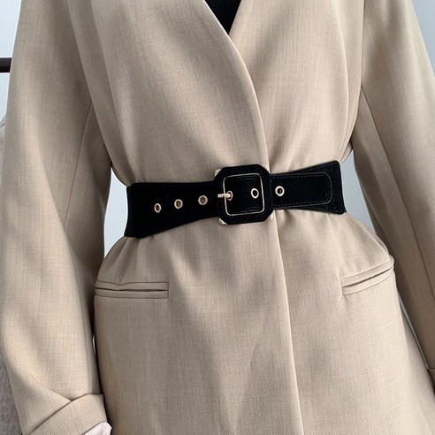 DFMEI 새로운 스웨이드 스퀘어 버클 벨트 여성 코트 장식 모든 일치 스웨터 허리 꽉 허리 꽉 패션