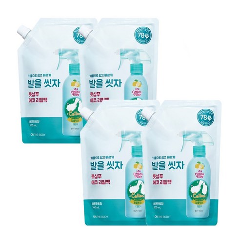 온더바디 코튼풋 발을씻자 풋샴푸 레몬 리필500ml 1개입 4개, 16개