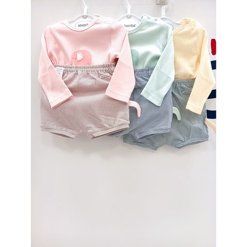 압소바 논현점 22년 봄 신상품 편한 데일리 바디슈트 + 반바지 셋트 *신생아 선물 강추 * 신생아배넷슈트 Best Top5