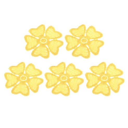 5 pcs 수 놓은 패치 바느질/철 패치 아플리케 옷 드레스 공장 모자 청바지 바느질 꽃 아플리케 diy 액세서리, 옐로우, 폴리 에스터