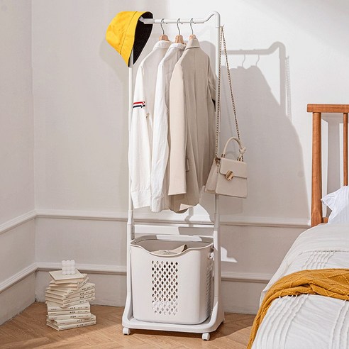 빨래 바구니 행거 이동식 세탁 보관함 욕실 주방 1단 트롤리 미니 수납 건조대 튼튼한 스마트홈-샵