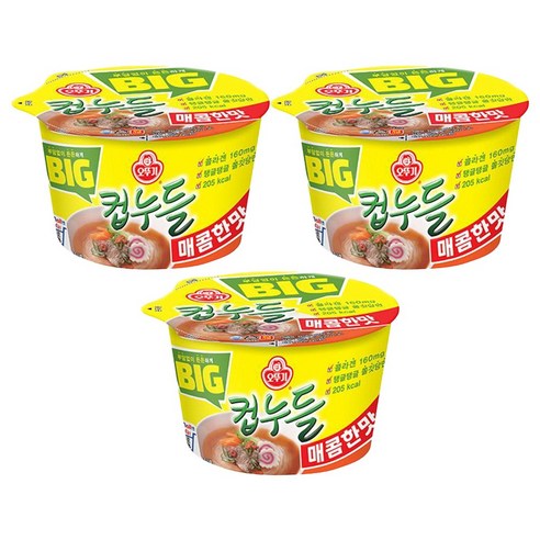 데일즈기획 오뚜기 빅컵누들 매콤한맛 61g, 3개
