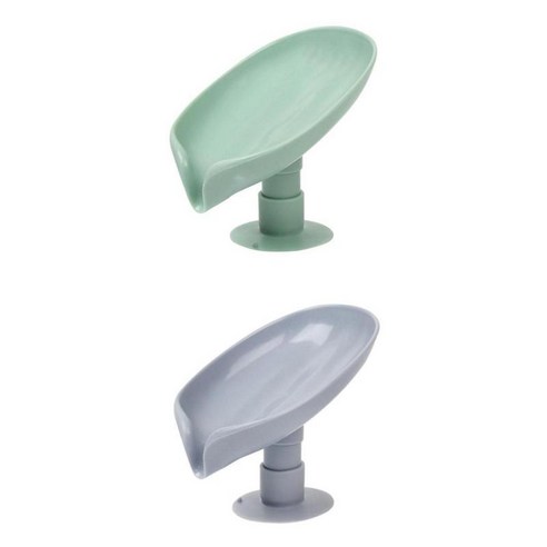 2Pcs 비누 접시 흡입 무료 서있는 욕실 샤워 흡입 컵, {"수건소재":"플라스틱"}, 회색+녹색