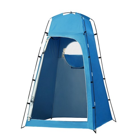 [SW] 캠핑 샤워 텐트 1.3*1.3*2.1m/4.3*4.3 * 6.9ft 야외 화장실 텐트 이동식 바닥 휴대용 개인 정보 보호 쉼터 그늘 텐트, 하나, Sky Blue