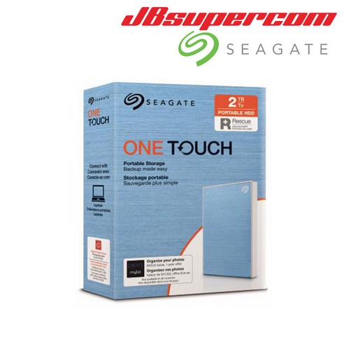 씨게이트 One Touch HDD 3년보증 데이터복구 2TB 외장하드- JBSupercom, 블루