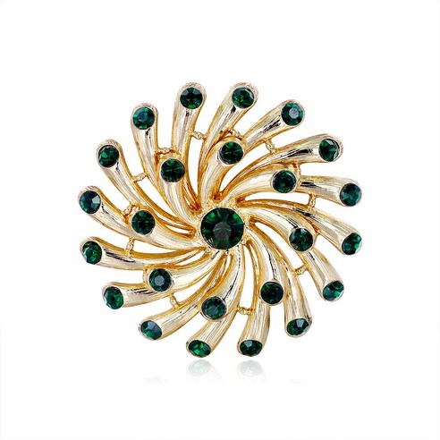 KORELAN 법원 레트로 크리 에이 티브 성격 꽃 코사지 에메랄드 다이아몬드 기질 핀 공급 지점