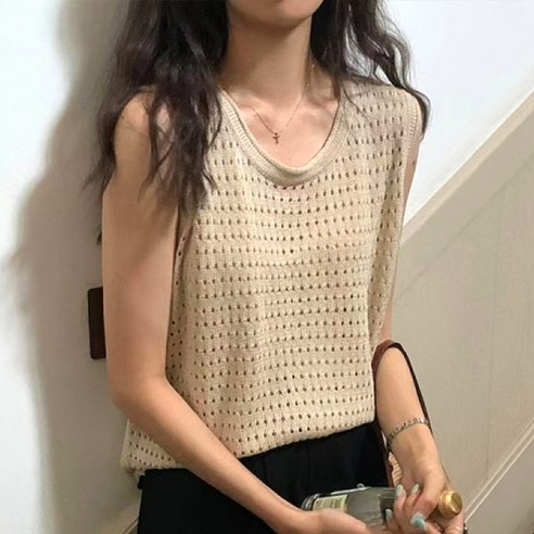 보들마켓 펀칭 니트 조끼 여성용 베스트 예쁜조끼 보들마켓 펀칭 니트 조끼 여성용 베스트 예쁜조끼