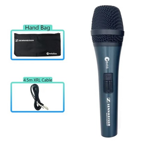 젠하이저마이크 노래방 마이크 녹음 유선 무선 전문 Sennheiser E845S 카디오이드 다이내믹 핸드 헬드 라이브 공연 무대 교회용, 1.E845S