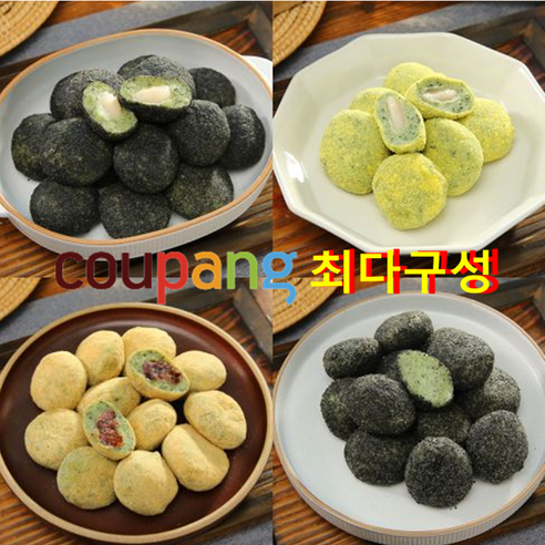 [쿠팡 핫딜!!] 고수록 4종 떡세트 110개(검정깨두텁떡+콩고물찹쌀떡+생모시두텁떡+검정깨 인절미), 110개, 400g