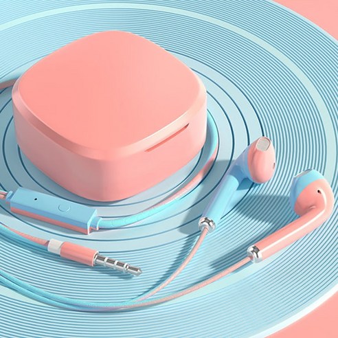 YJQ 3.5mm/Type C 이어폰 유선 이어폰 스포츠 이어폰베이스 스테레오 음악 헤드셋 (휴대 전화 용 마이크 포함) 컴퓨터 노트북, 색깔2, 하나