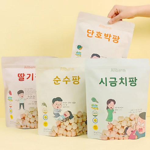 올바름 아이들 건강간식 유아과자 유아간식 돌아기과자 라이스팡 4종 50g, 순수팡