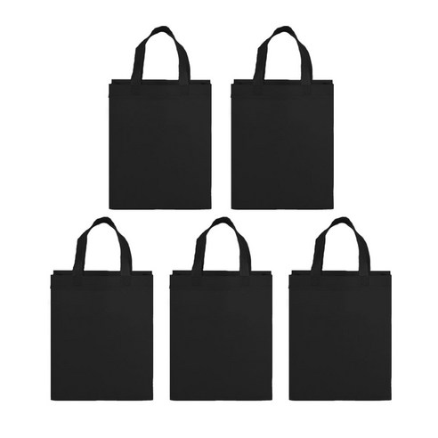 세븐몰 단색 부직포 쇼핑백 (대 소) 학원가방, 5개입, 블랙(소)