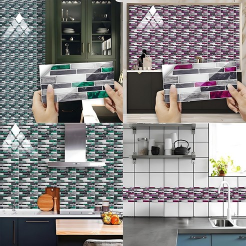 공주 3D 크리스탈 프린팅 데코타일 주방 욕실 타일 스티커, 09