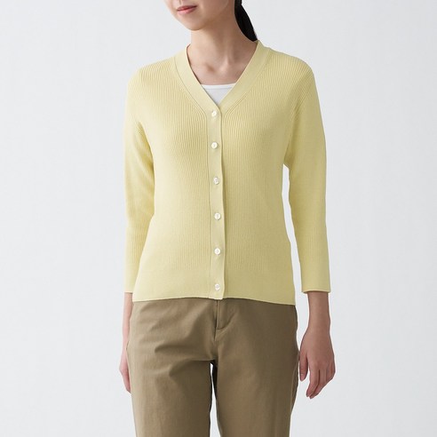 무인양품 MUJI 여성 UV컷 코튼 실크 V넥 가디건 BAD61A1S