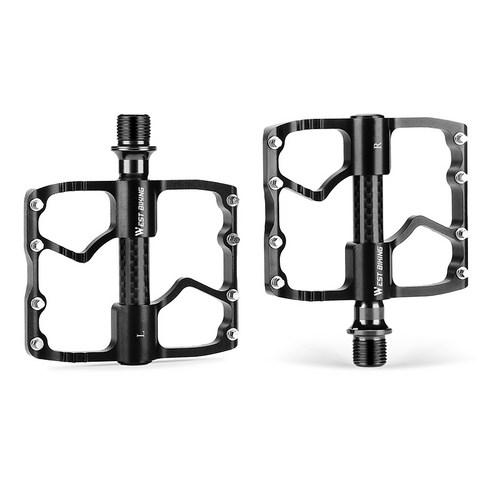 SAIVEINA 스포츠 자전거 MTB 알루미늄함급 미끄럼 방지 편안한 라이딩 경량 볼베어링 평페달, 한 세트, 카본 블랙