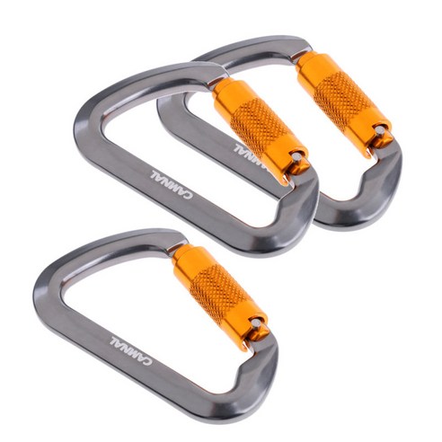 3pcs 암벽 등반 Carabiner 클립, 알루미늄 마그네슘 합금, 회색