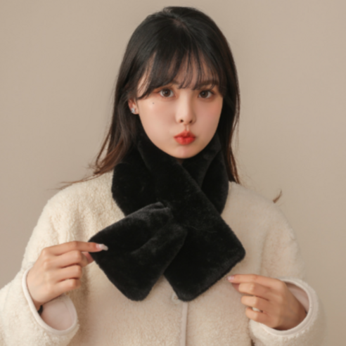 형아놀이터 쁘띠 숏 부드러운 여성목도리 편한목도리 캠핑목도리, 블랙, 1개