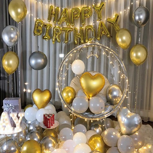룩퍼블릭 생일파티 풍선세트 축하 파티용품, 1개, 골드하트