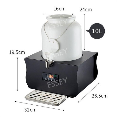 음료수디스펜서 업소용 디스펜서 뷔페 식당 보냉, 10 리터 노브 블랙 스틸 시트 + 화이트