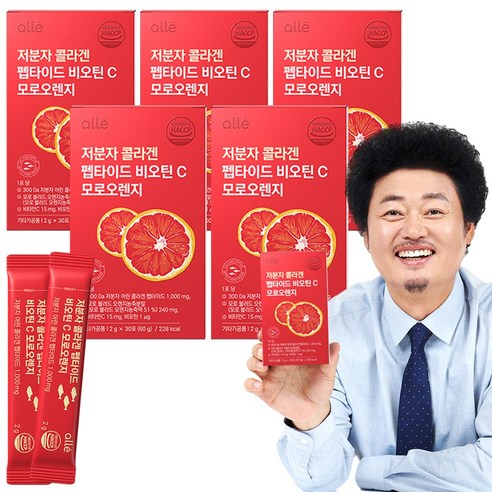 저분자콜라겐 펩타이드 비오틴 모로 오렌지 실 속형 가루 알레 윤택 2g x 30포, 5개